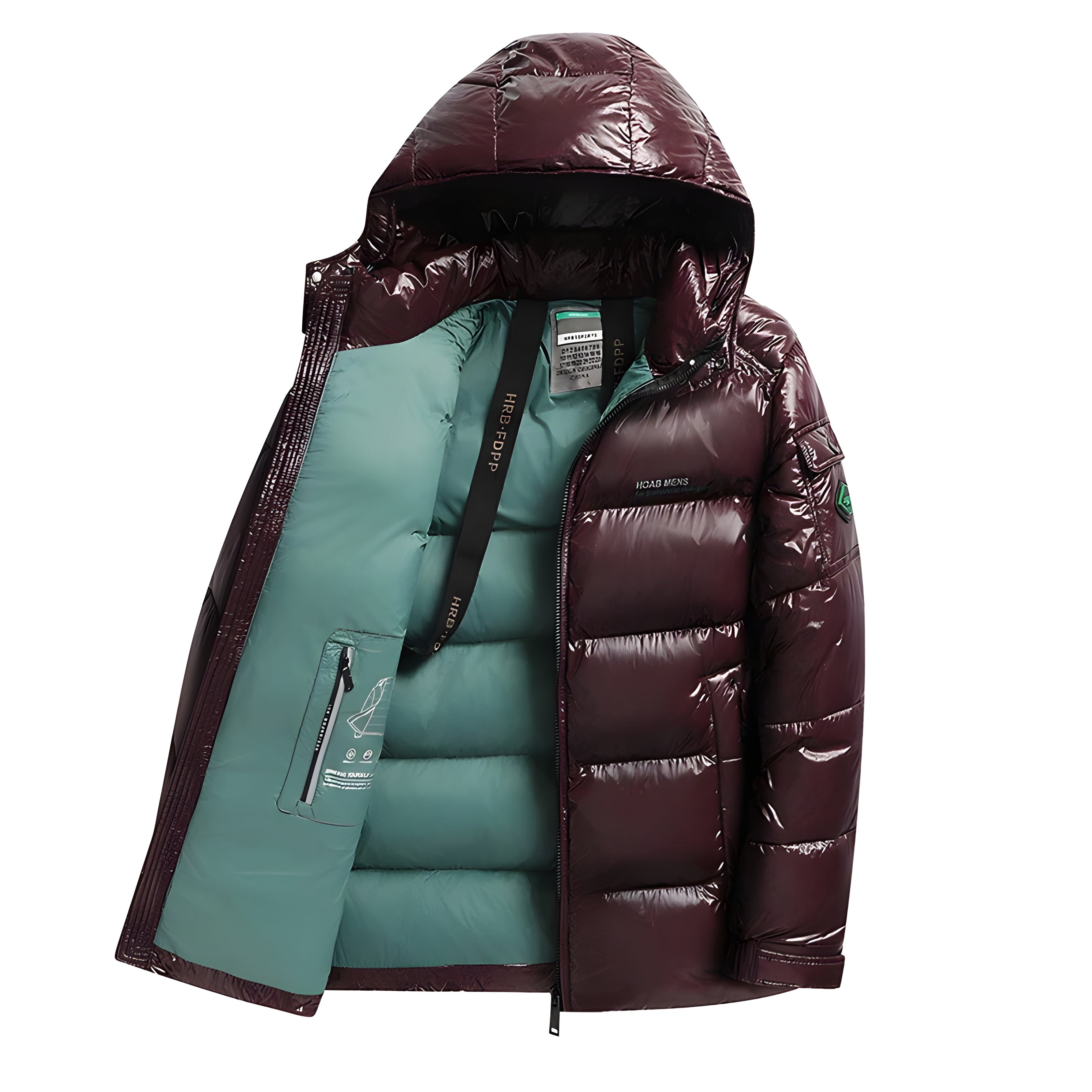 GLOSSY HOODED PUFFER JACKET