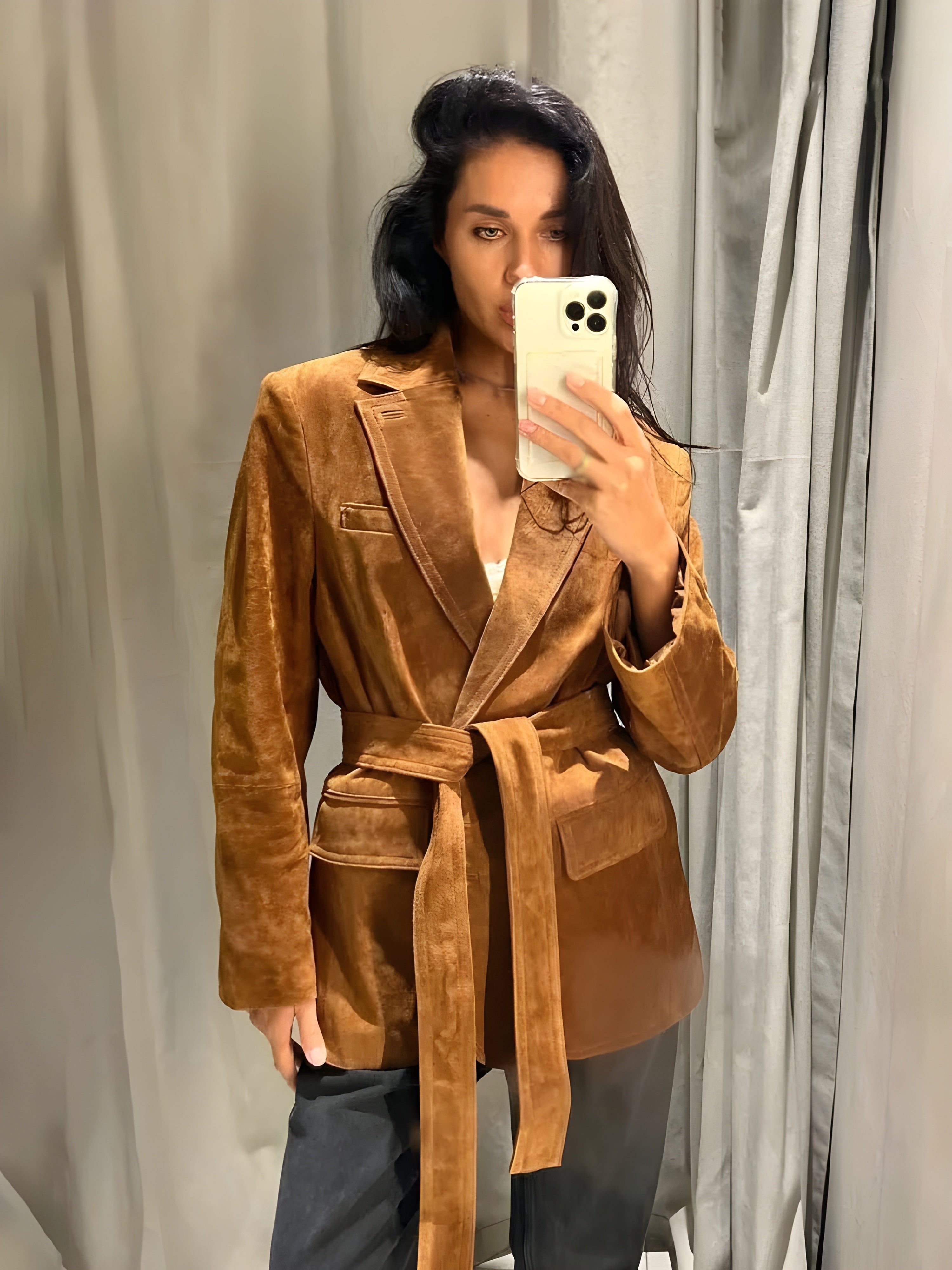 BROWN SUEDE BLAZER JACKET