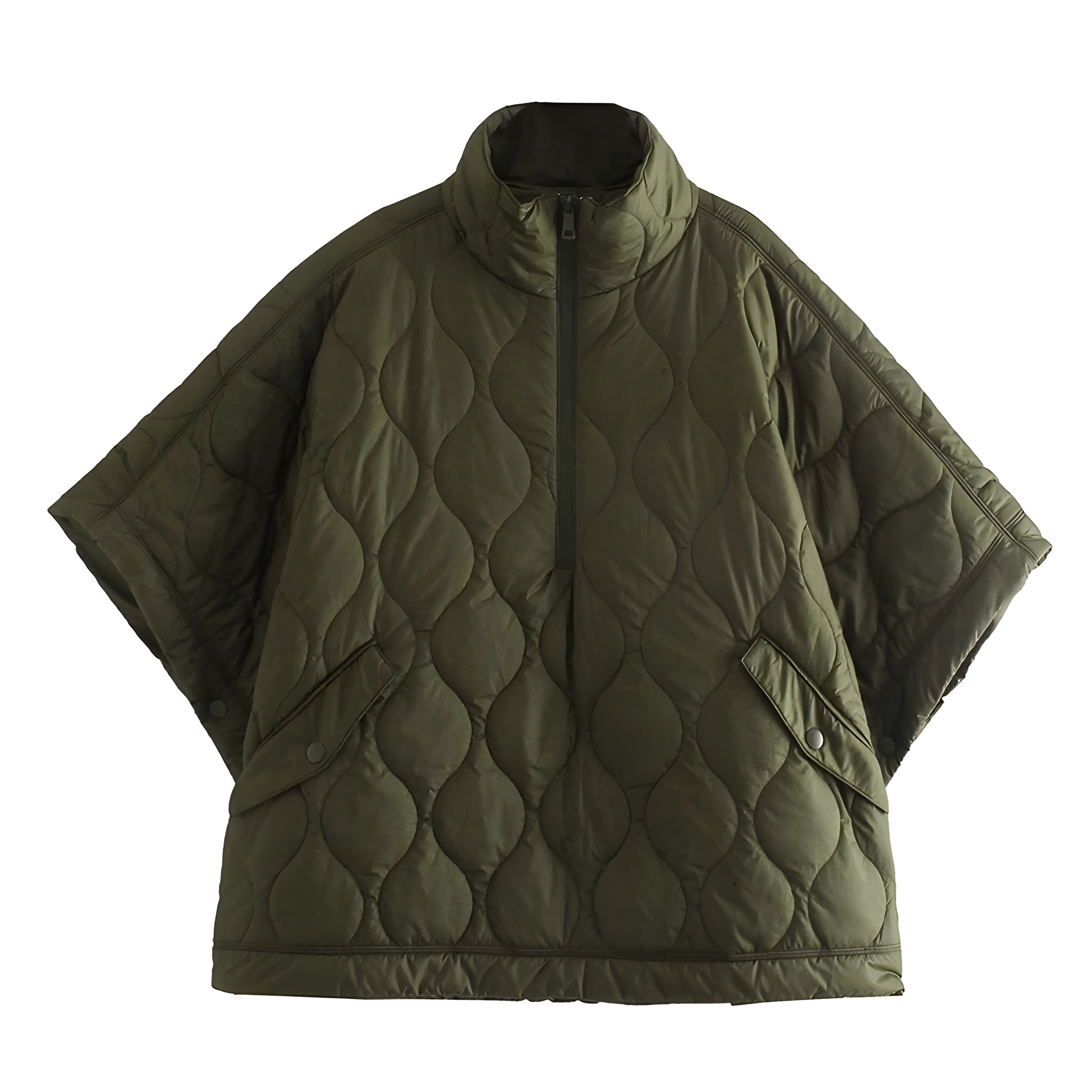 QUILTED OVERSIZED PONCHO JACKET