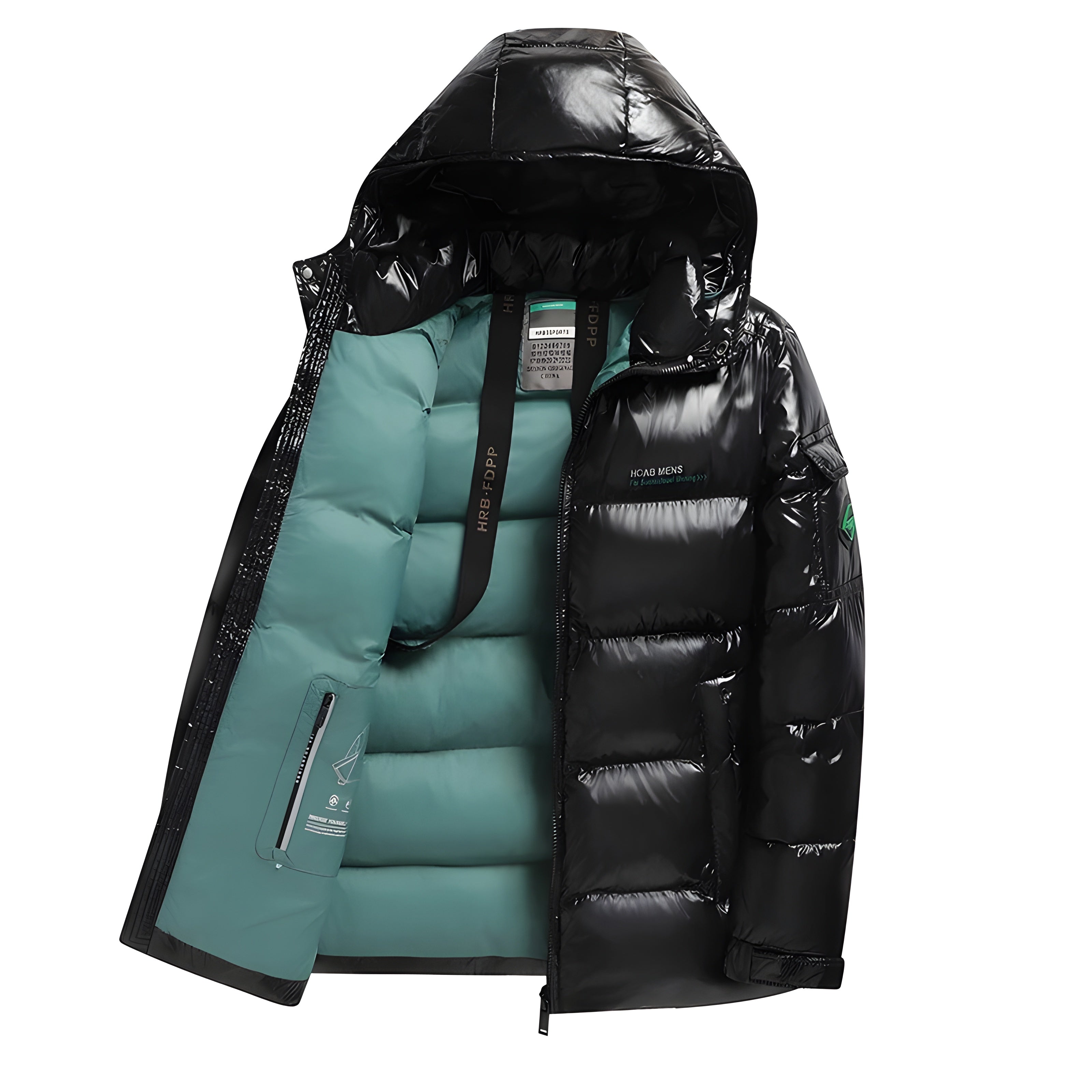 GLOSSY HOODED PUFFER JACKET