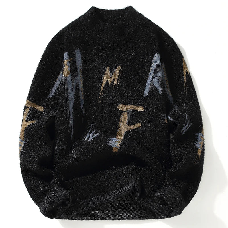 ABSTRACT LETTER KNIT SWEATER