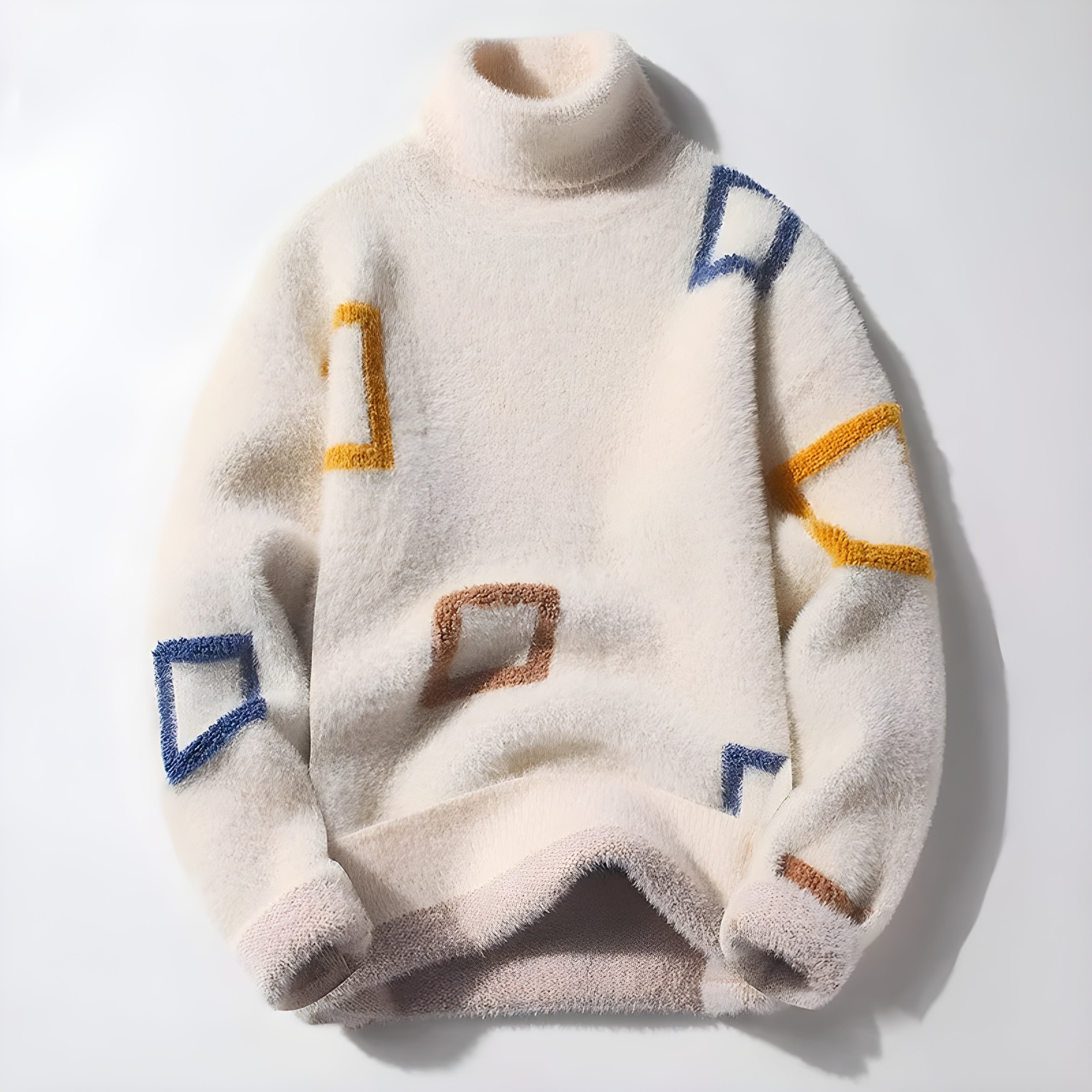 ABSTRACT SHAPE TURTLENECK SWEATER
