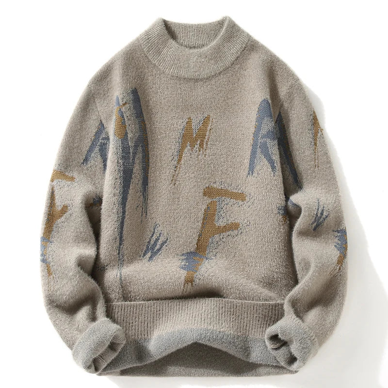 ABSTRACT LETTER KNIT SWEATER